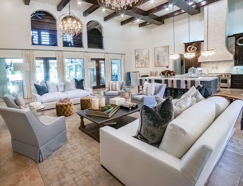 Interior living/dining room in beautiful light airy modern home